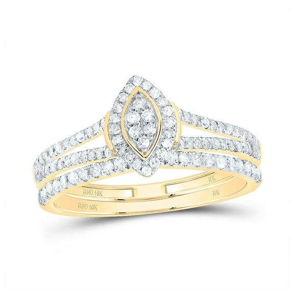 10kt Yellow Gold 1/3 Cttw Diamond Fashion Marquise Wedding Engagement Anniversary Bridal Set, Women Size: 5-9