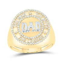 10kt Yellow Gold 1/3 Cttw Natural Diamond " Dad" Mens Ring, Men Size: 8-12