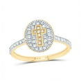 thumbnail image 1 of 10kt Yellow Gold 1/4 Cttw Diamond Cross Oval Wedding Engagement Anniversary Ring, Women Size: 5-9, 1 of 1