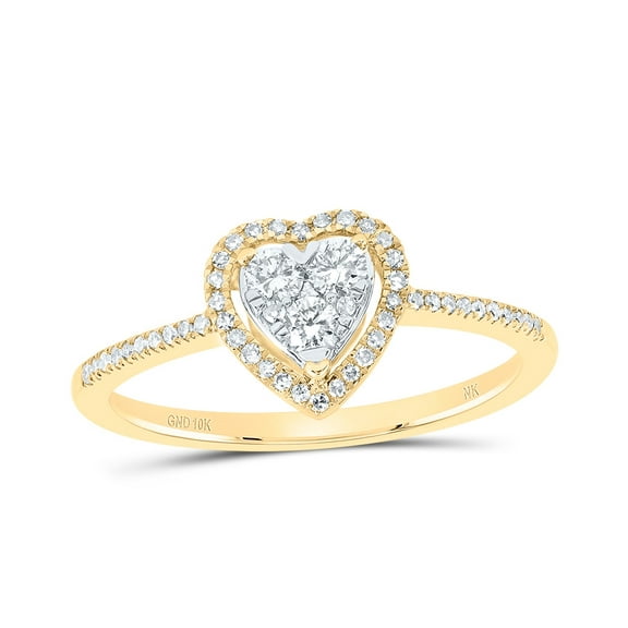 10kt Yellow Gold 1/4 Cttw Diamond Fashion Heart Wedding Engagement Anniversary Ring, Women Size: 5-9