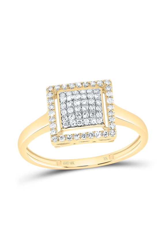 10kt Yellow Gold 1/4 Cttw Diamond Fashion Square Wedding Engagement Anniversary Ring, Women Size: 5-9