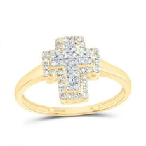 10kt Yellow Gold 1/4 Cttw Diamond Fashion Wedding Engagement Anniversary Cross Ring, Women Size: 5-9