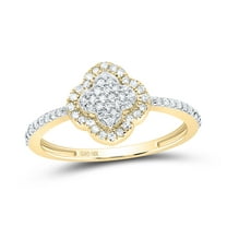 10kt Yellow Gold 1/4 Cttw Natural Diamond Clover Wedding Engagement Anniversary Ring, Women Size: 5-9