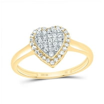 10kt Yellow Gold 1/4 Cttw Natural Diamond Fashion Heart Wedding Engagement Anniversary Ring, Women Size: 5-9