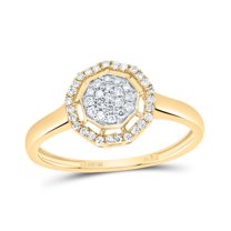 10kt Yellow Gold 1/5 Cttw Diamond Fashion Nonagon Wedding Engagement Anniversary Ring, Women Size: 5-9