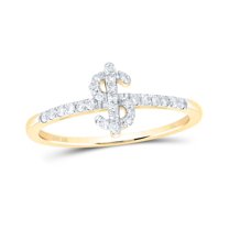 10kt Yellow Gold 1/5 Cttw Natural Diamond Dollar Sign Wedding Engagement Anniversary Ring, Women Size: 5-9