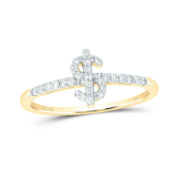 10kt Yellow Gold 1/5 Cttw Natural Diamond Dollar Sign Wedding Engagement Anniversary Ring, Women Size: 5-9