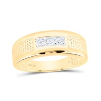 10kt Yellow Gold 1/6 Cttw Natural Diamond Mens Ring, Men Size: 8-12