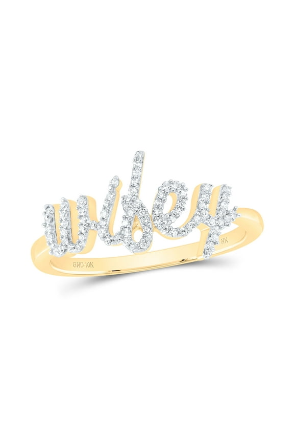 10kt Yellow Gold 1/6 Cttw Natural Diamond " Wifey" Ladies Wedding Engagement Anniversary Ring, Women Size: 5-9