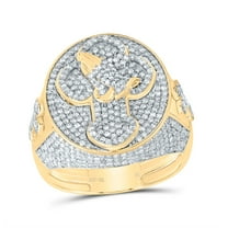 10kt Yellow Gold 1 7/8 Cttw Diamond Cross Mens Ring, Men Size: 8-12