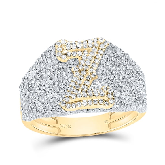 10kt Yellow Gold 1 7/8 Cttw Diamond Initial "Z" Men's Ring, Men Size: 8-12