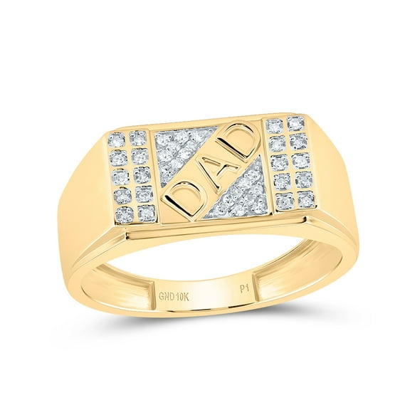 10kt Yellow Gold 1/8 Cttw Diamond Dad Men Wedding Engagement Anniversary Ring, Women Size: 5-9