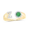 thumbnail image 1 of 10kt Yellow Gold 1/8 Cttw Natural Diamond 4 Mm Round Emerald Synthetic Initial "Z" Ladies Wedding Engagement Anniversary Ring, Women Size: 5-9, 1 of 1