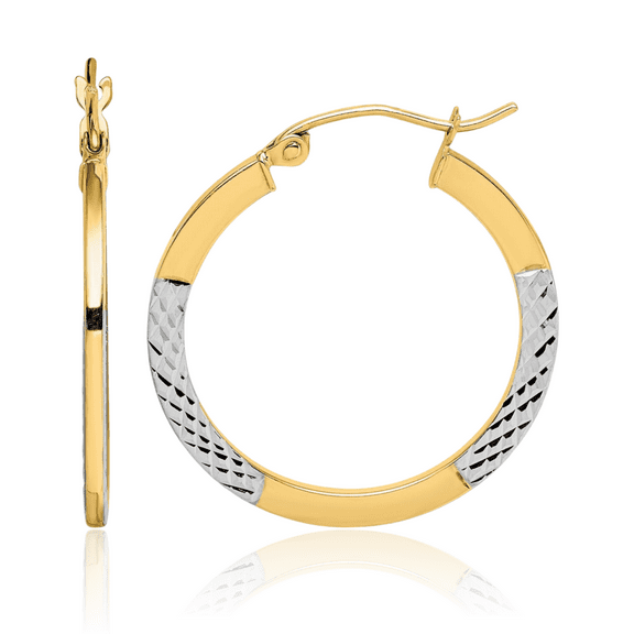 10K Solid Yellow Gold 2.5x20mm Round Medium Hoop Earrings