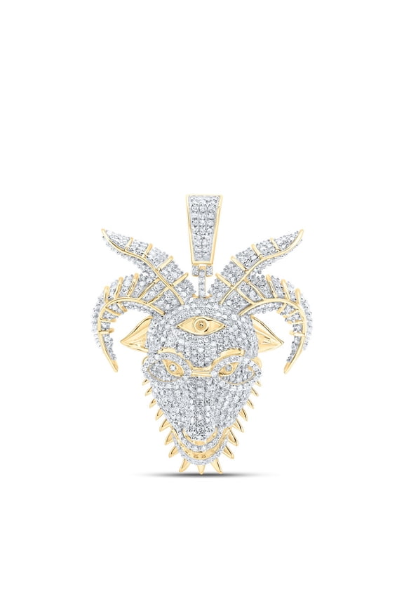 10kt Yellow Gold 2 Cttw Natural Diamond Goat Mens Charm
