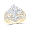 thumbnail image 1 of 10kt Yellow Gold 2 Cttw Natural Diamond Men's Cross Ring, Men Size: 8-12, 1 of 1