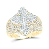 10kt Yellow Gold 2 Cttw Natural Diamond Men's Cross Ring, Men Size: 8-12
