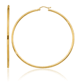 thumbnail image 1 of 10K Solid Yellow Gold 2mm Tube Round Extra Large Hoop Earrings, 1 of 10