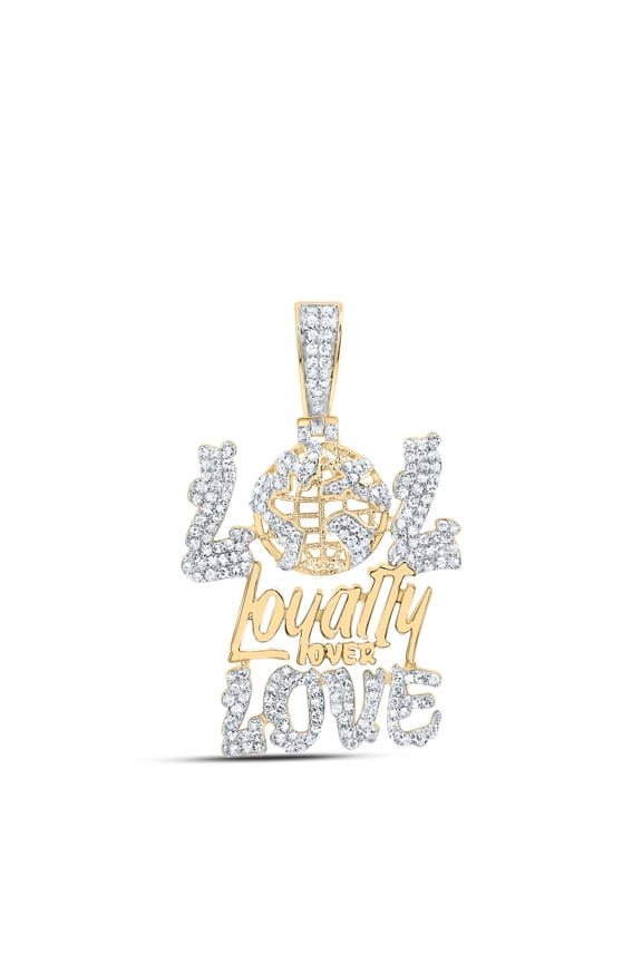 10kt Yellow Gold 3/4 Cttw Natural Diamond " Lol Loyalty Over Love" Mens Charm
