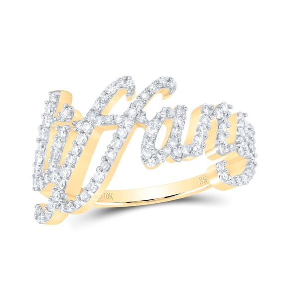 10kt Yellow Gold 3/8 Cttw Natural Diamond " Tiffany" Wedding Engagement Anniversary Ring, Women Size: 5-9
