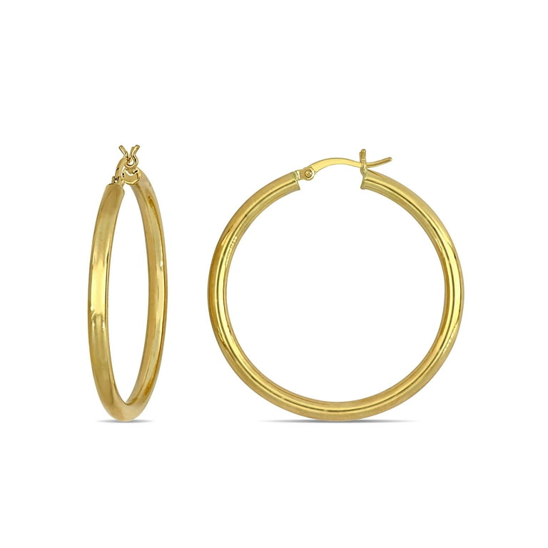 10kt Yellow Gold 40mm Tube Hoop Earrings Walmart