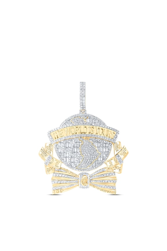 10kt Yellow Gold 5 3/4 Cttw Diamond Money Globe World Mens Charm