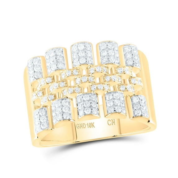 10kt Yellow Gold 7/8 Cttw Natural Diamond Mens Ring, Men Size: 8-12
