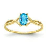 ICE CARATS 10kt Yellow Gold Blue Topaz Birthstone Band Ring Size 7.00 Stone December Oval Style Fine Jewelry Ideal Gifts For Women Gift Set From Heart