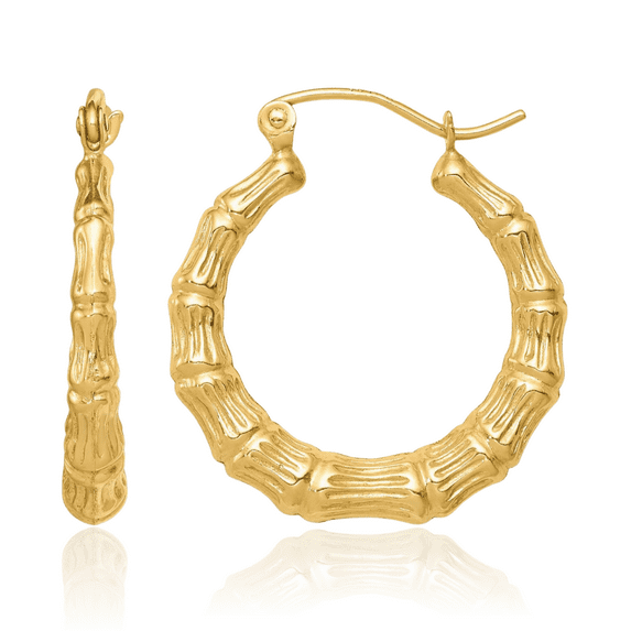 10K Solid Yellow Gold Classic Medium Hoop Earrings