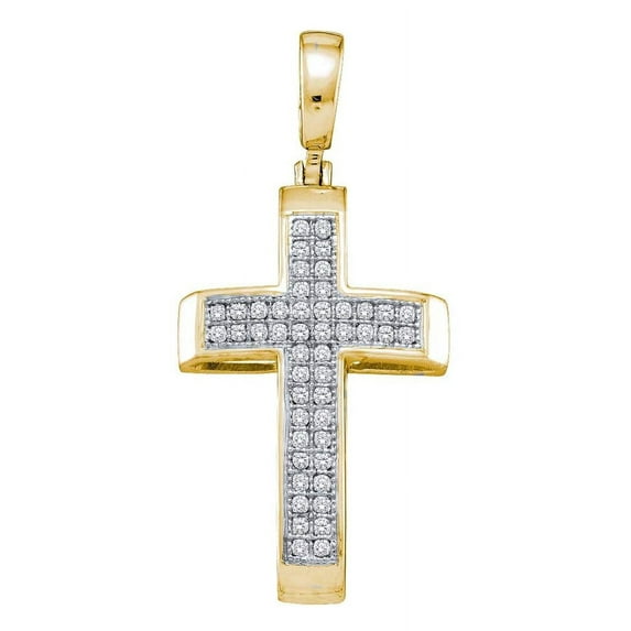 10kt Yellow Gold Diamond Cross Faith Necklace Pendant 1/6 Ctw.