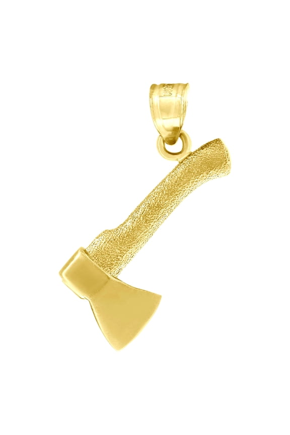10kt Yellow Gold Diamond-Cut Textured Mens Axe Tools Charm Pendant