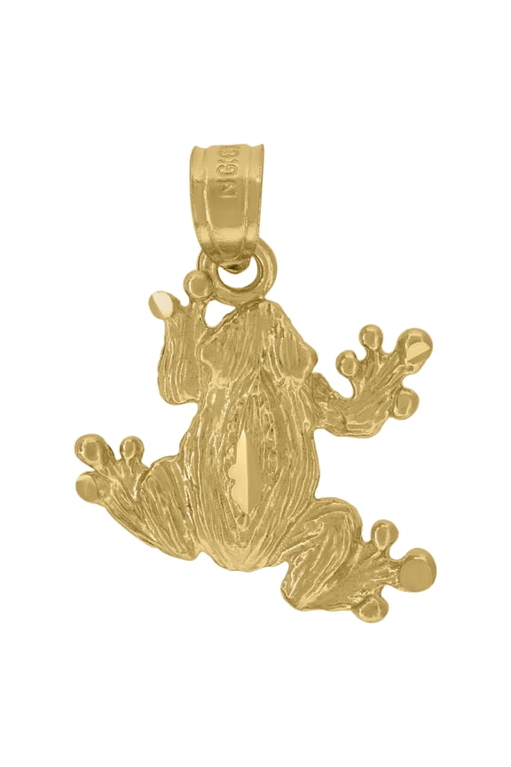 10kt Yellow Gold Diamond-Cut Unisex Toad Frog Animal Charm Pendant