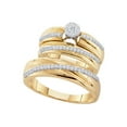 thumbnail image 1 of 10kt Yellow Gold His & Hers Round Diamond Cluster Matching Bridal Wedding Ring Band Set 3/8 Cttw, 1 of 1