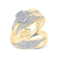 thumbnail image 1 of 10kt Yellow Gold His Hers Round Diamond Cluster Matching Wedding Set 1/2 Cttw, 1 of 1
