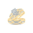 thumbnail image 1 of 10kt Yellow Gold His Hers Round Diamond Cluster Matching Wedding Set 1/2 Cttw, 1 of 1
