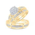 thumbnail image 1 of 10kt Yellow Gold His Hers Round Diamond Cluster Matching Wedding Set 1/2 Cttw, 1 of 3