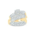 thumbnail image 1 of 10kt Yellow Gold His Hers Round Diamond Cluster Matching Wedding Set 1-3/4 Cttw, 1 of 3