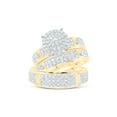 thumbnail image 1 of 10kt Yellow Gold His Hers Round Diamond Cluster Matching Wedding Set 1-3/8 Cttw, 1 of 1