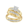 thumbnail image 1 of 10kt Yellow Gold His Hers Round Diamond Cluster Matching Wedding Set 1/3 Cttw, 1 of 5