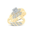 thumbnail image 1 of 10kt Yellow Gold His Hers Round Diamond Cluster Matching Wedding Set 1/3 Cttw, 1 of 3