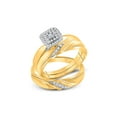 thumbnail image 1 of 10kt Yellow Gold His Hers Round Diamond Cluster Matching Wedding Set 1/5 Cttw, 1 of 5