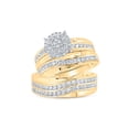 thumbnail image 1 of 10kt Yellow Gold His Hers Round Diamond Cluster Matching Wedding Set 1 Cttw, 1 of 3