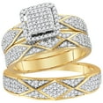 thumbnail image 1 of 10kt Yellow Gold His Hers Round Diamond Cluster Matching Wedding Set 3/4 Cttw, 1 of 4