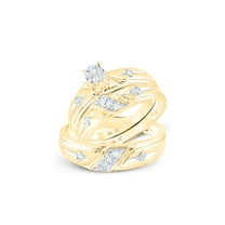 10kt Yellow Gold His Hers Round Diamond Cross Matching Wedding Set 1/5 Cttw