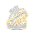 thumbnail image 1 of 10kt Yellow Gold His Hers Round Diamond Heart Matching Wedding Set 1/2 Cttw, 1 of 5