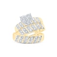 thumbnail image 1 of 10kt Yellow Gold His Hers Round Diamond Heart Matching Wedding Set 1 Cttw, 1 of 1