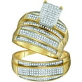 thumbnail image 1 of 10kt Yellow Gold His & Hers Round Diamond Rectangle Cluster Matching Bridal Wedding Ring Band Set 5/8 Cttw, 1 of 1