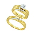 thumbnail image 1 of 10kt Yellow Gold His & Hers Round Diamond Solitaire Matching Bridal Wedding Ring Band Set 1/8 Cttw, 1 of 1