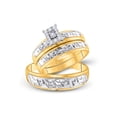 thumbnail image 1 of 10kt Yellow Gold His Hers Round Diamond Solitaire Matching Wedding Set 1/10 Cttw, 1 of 3