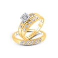 thumbnail image 1 of 10kt Yellow Gold His Hers Round Diamond Solitaire Matching Wedding Set 1/10 Cttw, 1 of 3